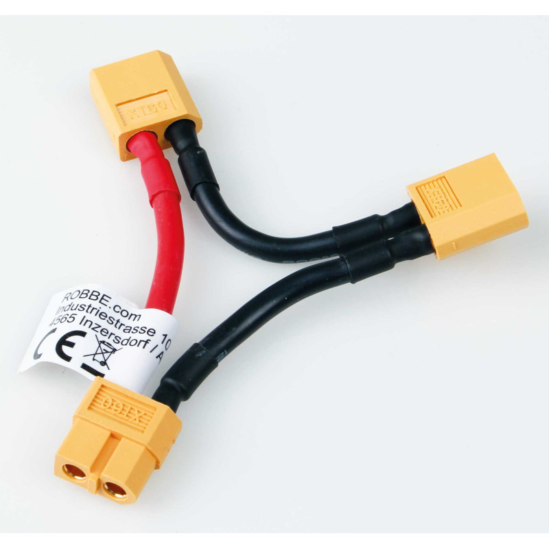 Adapter XT-60 SERIELL hona till 2 hane 30mm kabellängd 12AWG 1 st